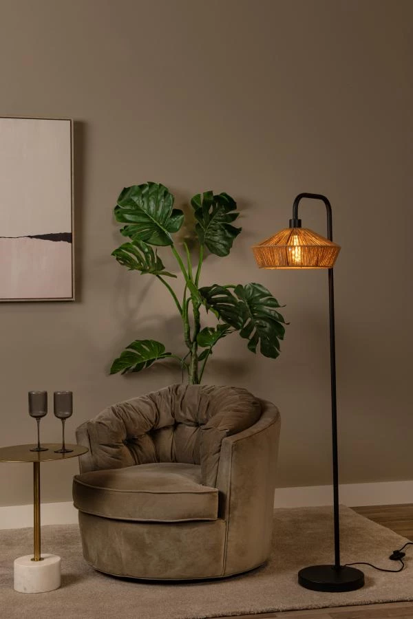 Lucide YUNKAI - Floor lamp - Ø 40 cm - 1xE27 - Natural - atmosphere 1